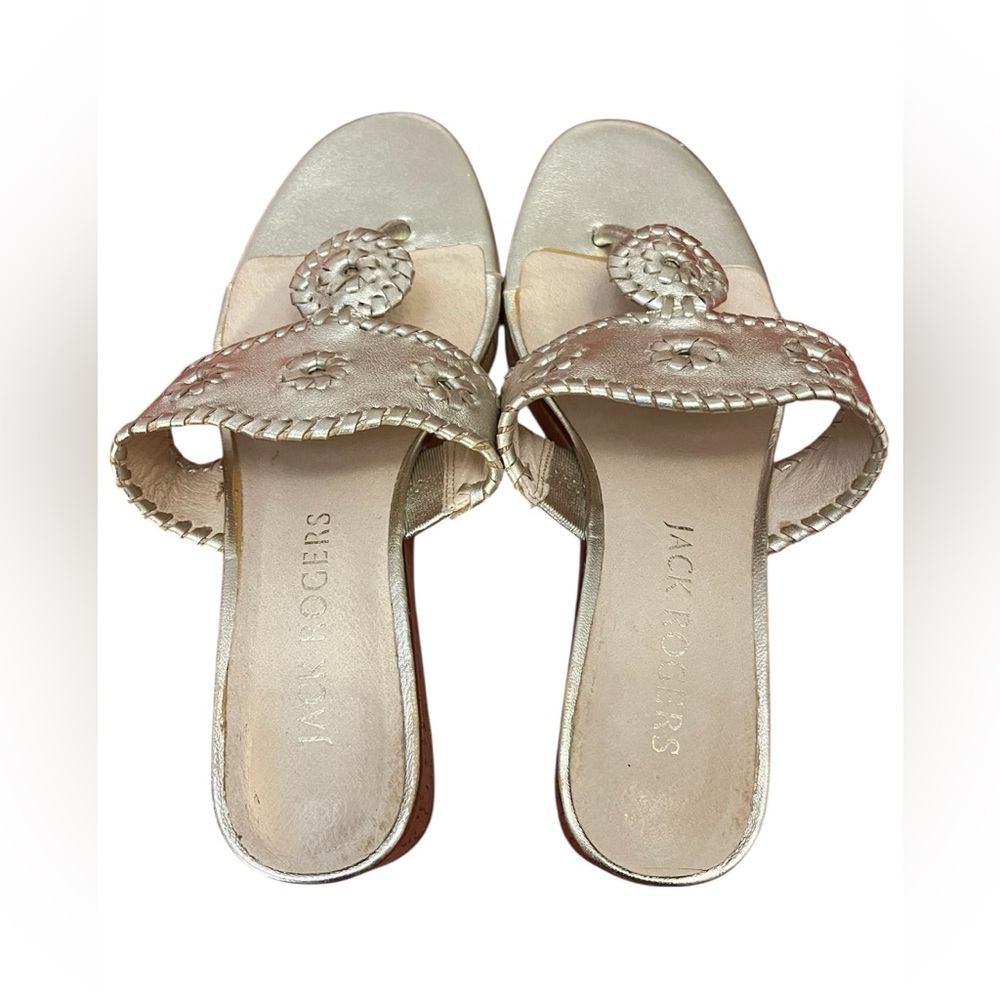Jack Rogers Silver Sandals with Metallic Accents
